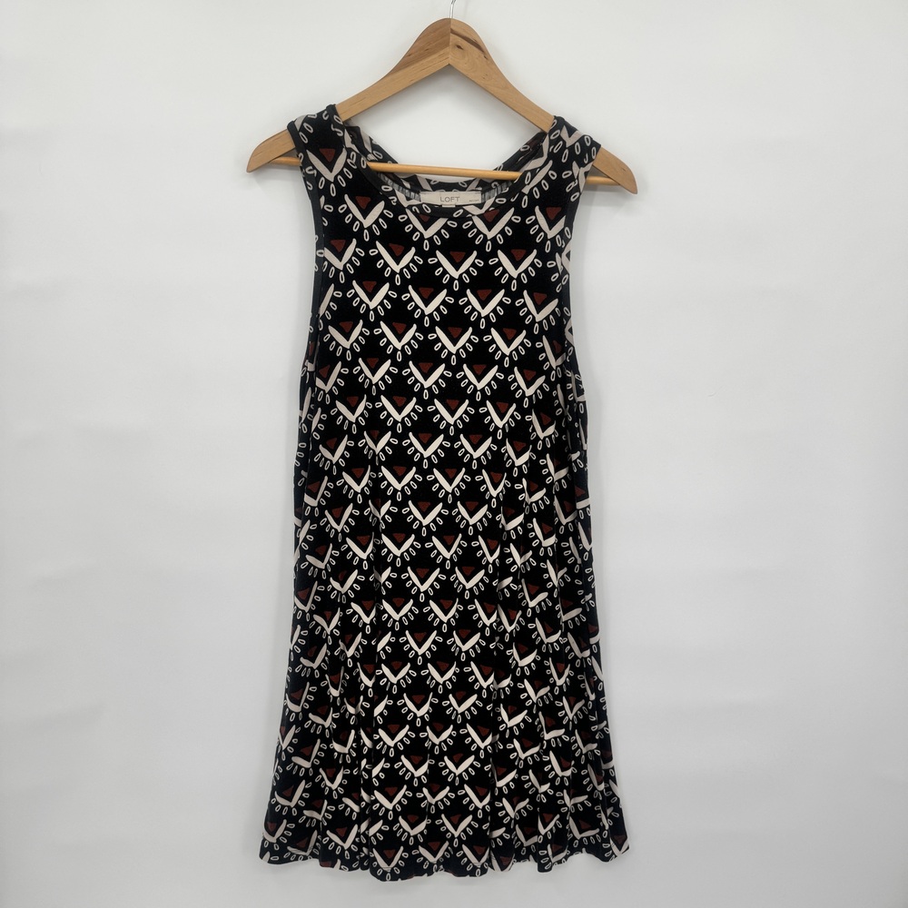 Loft Tribal Pattern Boho Sleeveless Rayon Stretch Mini Dress MP